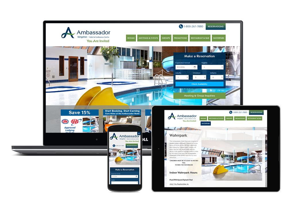 Ambasador Hotel's Website on multiple devices