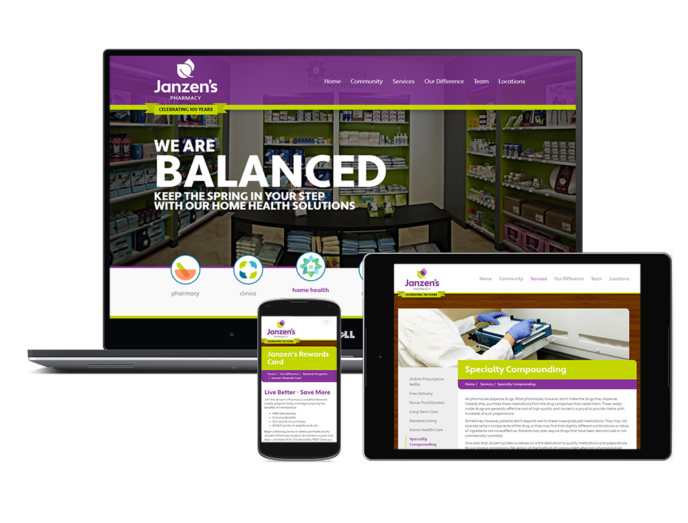 Janzen's Pharmacy website final design