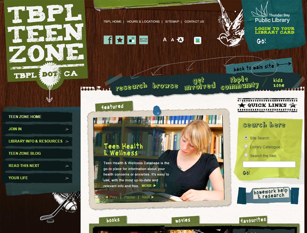 TBPL Teen Zone website
